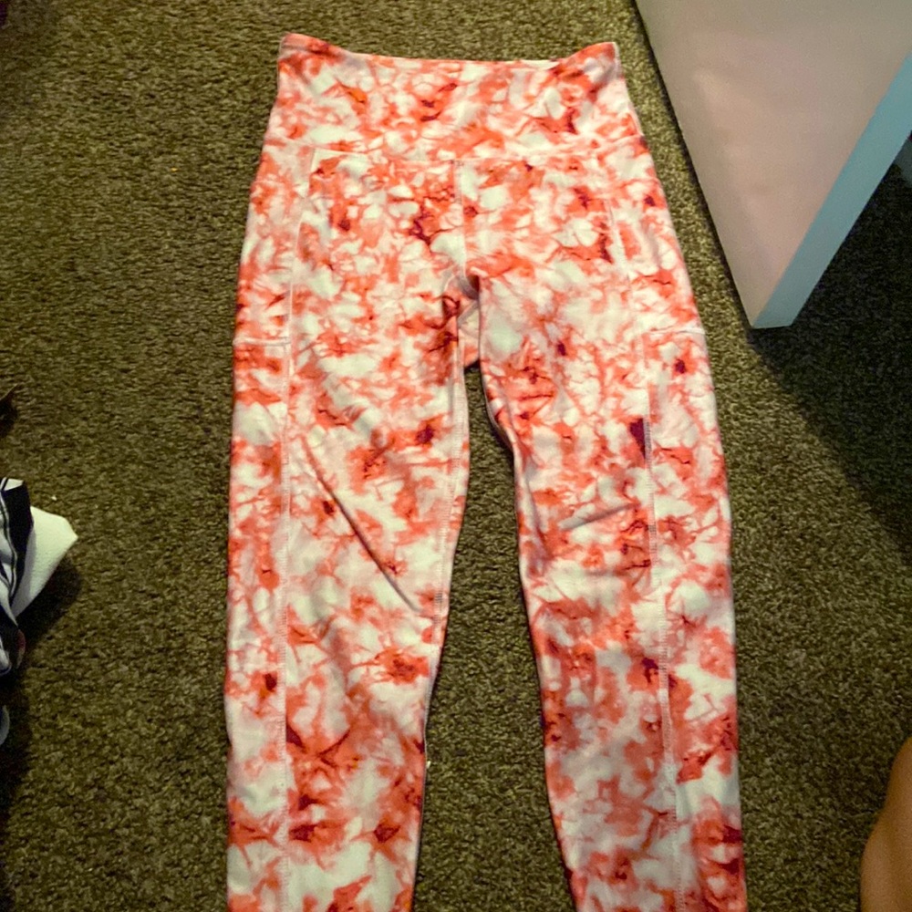 Pink tie dye work out leggings